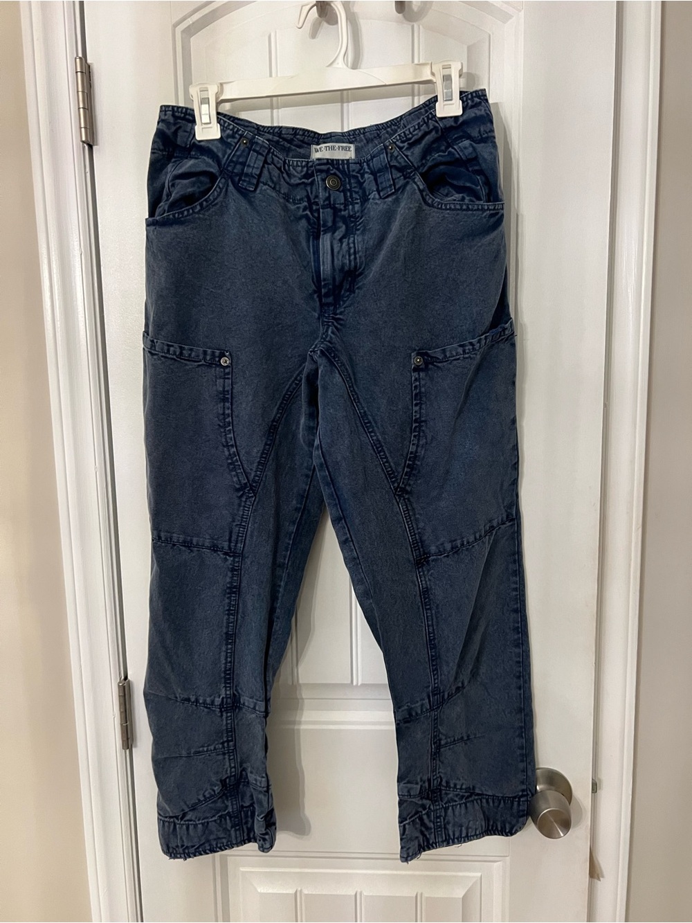 We The Free Men's Washed Dark Blue Cargo Jeans